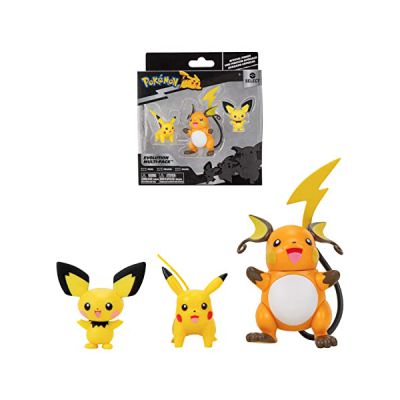 image Pokémon Bandai Pack évolution Pichu, Pikachu & Raichu - Figurine Pichu 5cm + Figurine Pikachu 8cm + Figurine Raichu 10cm - JW2778