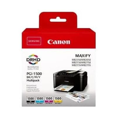 Canon PGI-1500 C M Y BK Pack de 4 cartouches (Noir Cyan Magenta Jaune) Certifié Canon (Plastique Obsolète 2018)