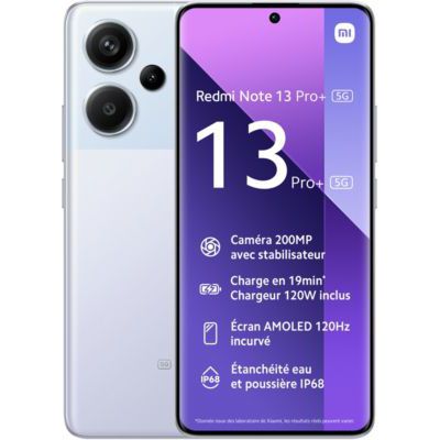 image Xiaomi REDMI Note 13 Pro Plus 5G Purple, Ecran de 6.67'', Smartphone Débloqué, Batterie mAh 5000, Mémoire ROM 512GO,RAM 12GO, Android 13, MediaTek Dimensity 7200, Gravé 4nm, 8-Coeurs Jusqu’à 2,8GHz