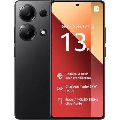 image Xiaomi REDMI Note 13 Pro 4G Midnight Black, Ecran 6.67'', Smartphone Débloqué, Batterie mAh 5000, Mémoire ROM 512GO,RAM 12GO, Android 13, MediaTek Helio G99 Ultra, Gravé 6nm, 8-Coeurs Jusqu’à 2,2GHz