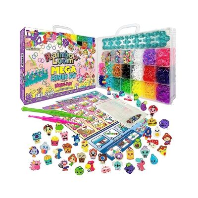 image Bandai - Rainbow Loom Mega Combo Set – Coffret Géant Fabrication de bracelets - Loisir Créatif - Métier à tisser avec 5600 élastiques Charms & Perles - ‎Kit breveté - Jouet Enfant 8 ans et + - CD00101