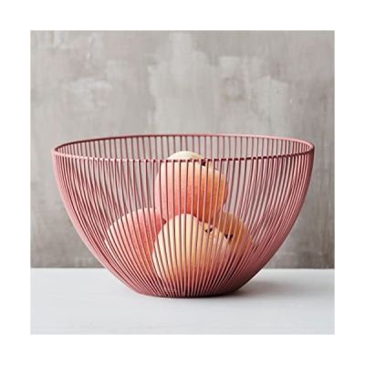 image Panier Wire acier carbonne 25 x 14 cm vieux rose