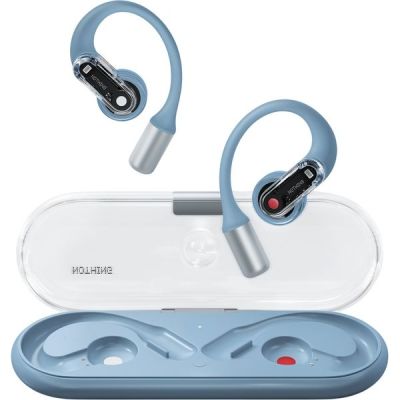 image Nothing Ear (Open) Ecouteurs Bluetooth avec Technologie Open Sound, Deux micros + AI Clear Voice, 30 Heures de Lecture Audio et Égaliseur avancé - Bleu
