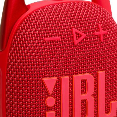 image JBL Clip 5, Enceinte Bluetooth Ultra-Portable, Mousqueton intégré, Son Pro, Basses percutantes, 12 Heures d'autonomie, Fonction Playtime Boost, résistante à l'eau et à la poussière IP67, en Rouge