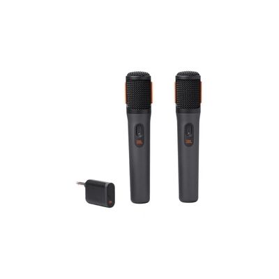 image JBL Partybox Wireless Mic, lot de 2 microphones sans fil numériques, 20 heures d'autonomie, batteries rechargeables, connexion stable de 2,4 GHz, réduction des bruits indésirables