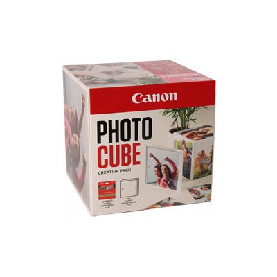 image Canon Photo Cube Creative Pack, Orange - PP-201 Glossy II Photo Paper 5x5" (40 Sheets) + Photo Frame - Compatible with Canon PIXMA Printers