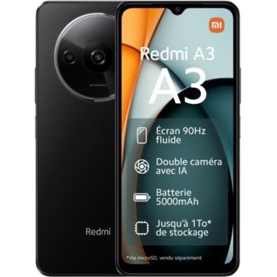 image Xiaomi REDMI A3 4, Telephone Portable 128GB, Double caméra arrière 8MP avec IA, Compatible Charge Rapide 10W, Noir