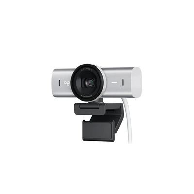 image Logitech MX Brio Webcam de Collaboration et Streaming 4K Ultra HD, 1080p à 60 IPS, 2 micros avec réduction de Bruit, Show Mode, USB-C, Cache pour Webcam, Microsoft Teams, Zoom, Google Meet, Pale Grey