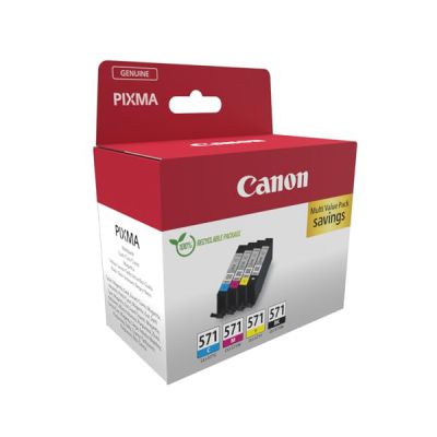 image Canon PGI-570 BK CLI-571 BK C M Y PGBK Pack de 5 Cartouches (Noir Cyan Magenta Jaune Noir Bureautique Couleur) Certifié (Carton Recyclable 2024)