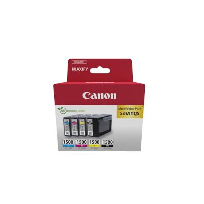 image Canon PGI-1500 C M Y BK Pack de 4 Cartouches (Noir Cyan Magenta Jaune) Certifié (Carton Recyclable 2024)