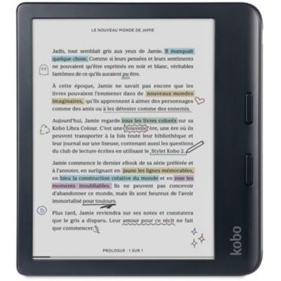 image Kobo Libra Colour Black | Liseuse eBook Couleur | Écran Couleur E Ink Kaleido™ 3 sans Reflets de 7" | Option Mode Sombre | Étanche | Livres Audio | 32 Go de Stockage | Noir