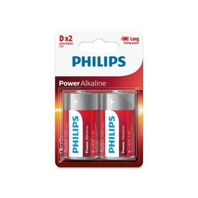 image Piles Philips Power Life 2 blister LR20 (D)