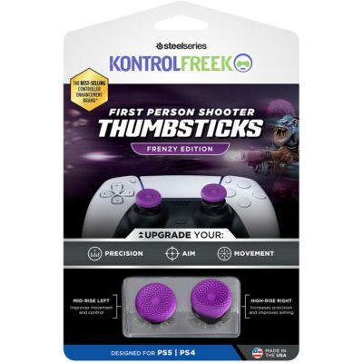 image KontrolFreek FPS Freek Frenzy Manette de jeu pour Playstation 5, PS5 et Playstation 4, manette PS4, 1 haute taille, 1 taille moyenne, violet/noir