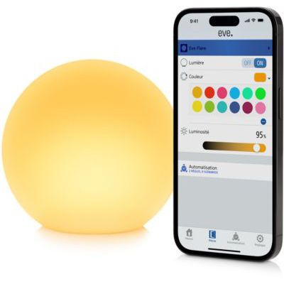 image EVE Flare - Lampe LED intelligente portable avec technologie Apple HomeKit, protection IP65 pour la résistance à l’eau et chargement sans fil, Bluetooth/Thread, Blanc