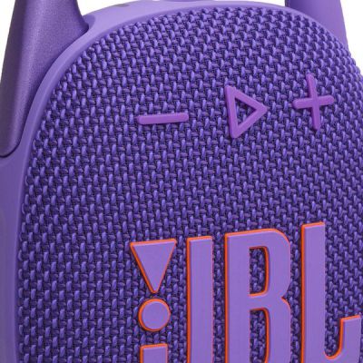 image JBL Clip 5, Enceinte Bluetooth ultra-portable, mousqueton intégré, son JBL Pro, basses percutantes, 12 heures d'autonomie, fonction Playtime Boost, résistante à l'eau et à la poussière IP67, en violet