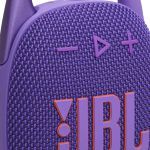 image produit JBL Clip 5, Enceinte Bluetooth ultra-portable, mousqueton intégré, son JBL Pro, basses percutantes, 12 heures d'autonomie, fonction Playtime Boost, résistante à l'eau et à la poussière IP67, en violet - livrable en France