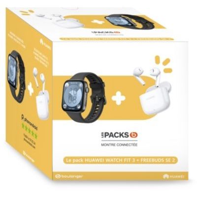 image Montre connectée HUAWEI Pack Watch Fit3 Noir+Freebuds SE 2 BLanc