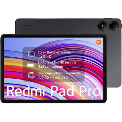 image Xiaomi Tablette REDMI Pad Pro 6+ 128, écran 12,1", Batterie 10000 mAh, Caméra arrière de 8MP, Jusqu’à 33,9 Jours d’autonomie, Gris