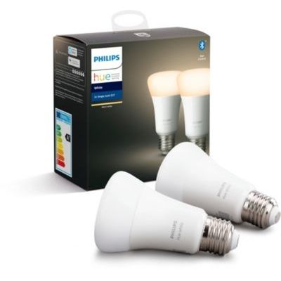 image Philips Hue Ampoules LED Connectées Blanc Chaud E27 Compatible Bluetooth, Fonctionne avec Alexa Pack de 2