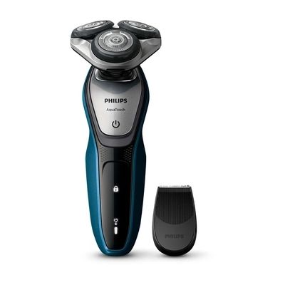 image Philips AquaTouch S5420/08 Rasoir électrique pour Homme, Batterie Lithium-ION (Li-ION), têtes Flexibles, Bleu et Gris, LED, Design Ergonomique