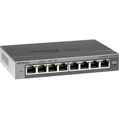 image NETGEAR (GS108EV4) Switch Ethernet 8 Ports RJ45 Métal Gigabit (10/100/1000),Manageable Serie Plus Bureau ou Rackable, Métal, Silencieux , Protection ProSAFE, Garantie à Vie Parfait pour les PME et TPE