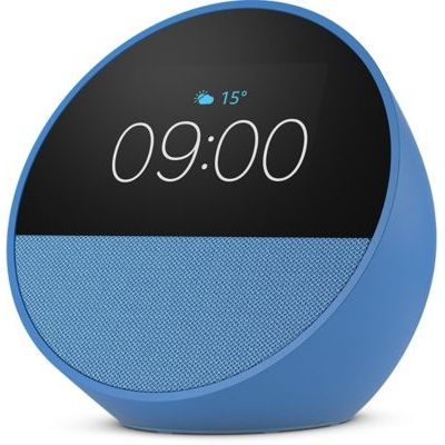 image Echo Spot | Bleu + Philips Hue White, ampoule connectée LED E27, fonctionne avec Alexa - Kit de démarrage Maison connectée