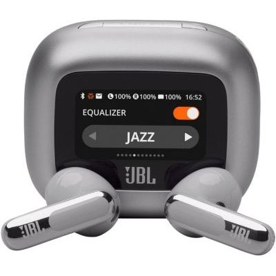 image JBL Live Flex 3, Écouteurs sans Fil, Bluetooth, jusqu'à 50 h d'autonomie, Réduction de Bruit Active, Son Haute fidélité Signature, étanches à l'eau IP54, Argent