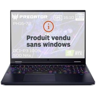 image ACER Portable Predator Helios 16 PH16-72-70XR Intel Core i7-14700HX 32GB DDRS5 1ToSSD NVIDIA GeForce RTX4070 16'' WQXGA IPS 240Hz (Mate) NO OS