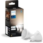 image produit Philips Hue White, Lot de 2 Ampoules connectée GU10, lumière Blanche Douce, Compatible Bluetooth, contrôle Vocal avec Alexa, Apple Home et Google Assistant, Blanc - livrable en France