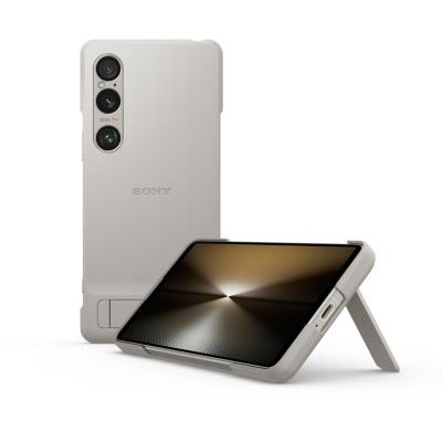 image SONY Coque Argent Xperia 1 VI Lanière Anti-Chute, Prise en Main optimisée, Béquille Polyvalente