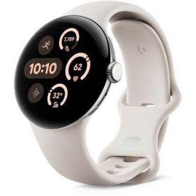 image Google Pixel Watch 3 (41 mm) — Boîtier Argent Poli — Bracelet Porcelaine — Wi-FI