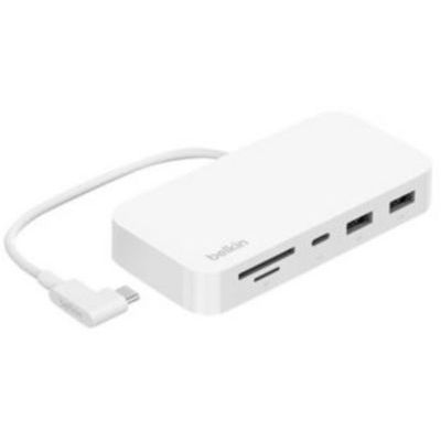 image Belkin Hub 6-en-1 USB-C (iMac 24", Station d'accueil avec Lecteur de Carte SD et Micro SD, Port Gigabit Ethernet, 2 Ports USB-A, 1 Port USB C, Transfert de données Rapide) INC011btWH Blanc