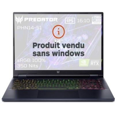 image ACER Portable Predator Helios 14 Neo PHN14-51-78ER Intel Core U7-155H 32GB LPDDR5X 1ToSSD NVIDIA GeForce RTX4060 14.5'' WQXGA IPS 120Hz (Mate) NO OS