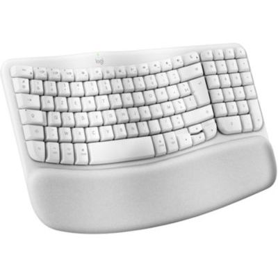 image Logitech Wave Keys for Mac, ergonomique sans fil avec repose-poignets rembourré, frappe naturelle et confortable, clavier Bluetooth, Easy-Switch, optimisé pour Mac, Apple, iPad, AZERTY FR - Blanc