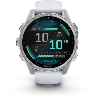 image Garmin fēnix® 8 – Montre GPS Multisports AMOLED - Silver avec Bracelet en Silicone Blanc - 43 mm