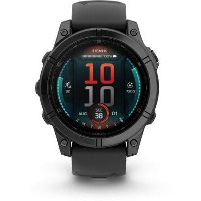 image Garmin fēnix E - Montre GPS Multisports AMOLED – Acier Gray avec Bracelet Noir