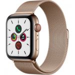 image produit Apple Watch Series 5 (GPS + Cellular, 44 mm) Boîtier en Acier Inoxydable Or - Bracelet Milanais Or