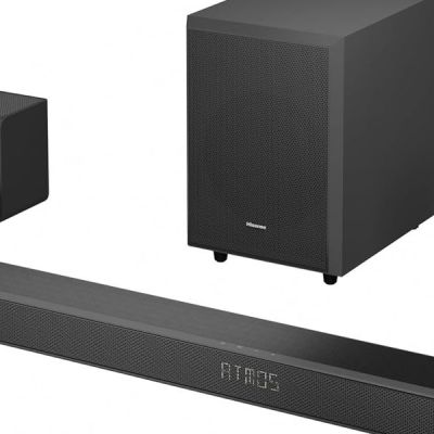 image Hisense AX5125H Barre de Son Dolby Atmos 5.1.2 canaux 500 W avec Caisson de Basses sans Fil et Haut-parleurs arrière sans Fil Turly