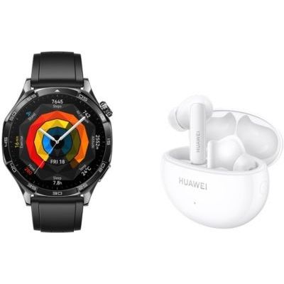 image Montre connectée HUAWEI Pack Watch GT5 46 mm noir + Buds Blancs