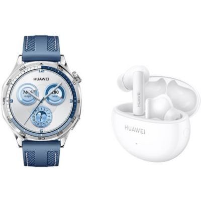 image Montre connectée HUAWEI Pack Watch GT5 46mm Bleu + Buds Blancs