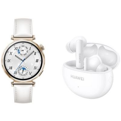 image Montre connectée HUAWEI Pack Watch GT5 41mm Blanc + Buds Blancs