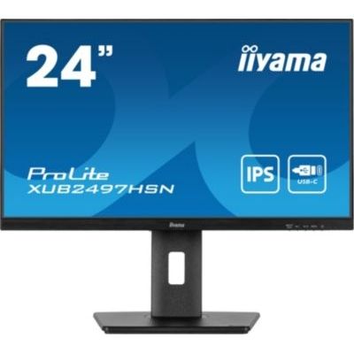 image iiyama Moniteur de Bureau XUB2497HSN-B1-23.8", Full HD LED, IPS, 1920 x 1080/100Hz, 1H1DP1C, Has, RJ45, Noir