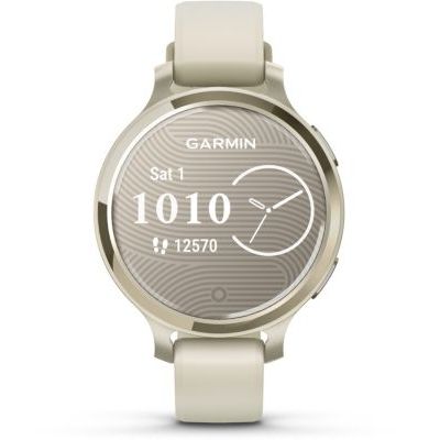 image Garmin Lily 2 Active - Petite Montre connectée et élégante avec GPS intégré - Lunar Gold avec Bracelet Silicone Blanc