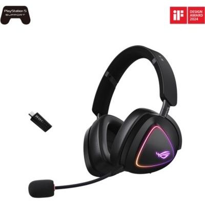 image ASUS ROG Delta II - Casque Gaming sans Fil - connectivité tri-Mode avec ROG Speednova, membranes de 50mm plaquées en Titane, jusqu'à 110 Heures d'autonomie de Batterie, Conception légère de 315g