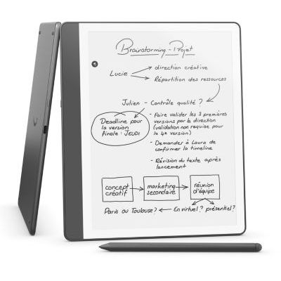 image Nouvel Amazon Kindle Scribe (16 Go) | Écran repensé avec bordures uniformes | Écriture dans les livres et documents | Stylet premium inclus | Gris tungstène