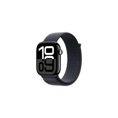 image Apple Watch Series 10 (GPS + Cellular 46 mm) Smartwatch mit Aluminiumgehäuse in Diamantschwarz und Sport Loop in Tinte (One Size). Fitnesstracker, EKG App, Always-on Retina Display, CO₂ Neutral