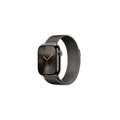 image Apple Watch Series 10 (42 mm GPS + Cellular) Montre connectée avec Boîtier en Titane Ardoise et Bracelet Milanais Ardoise. Suivi de l’activité Physique, app ECG, Neutre en Carbone