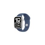 image produit Apple Watch Series 10 (46 mm GPS) Montre connectée avec Boîtier en Aluminium Argent et Bracelet Sport Denim (S/M). Suivi de l’activité Physique, app ECG, écran Retina Toujours activé