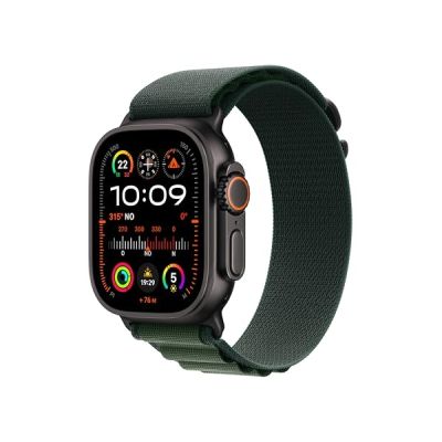 image Apple Watch Ultra 2 GPS + Cellular, Boîtier en Titane Noir de 49 mm, Boucle Alpine Vert foncé - Small