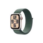 image produit Apple Watch SE (2ᵉ gén) 40 mm GPS + Cellular Montre connectée avec Boîtier en Aluminium lumière stellaire et Boucle Sport Vert lacustre. Suivi activité et Sommeil, Neutre en Carbone